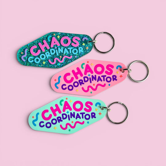 The Hissin' Kitten - Chaos Coordinator - Keychain or Magnet!: Teal Glitter / Keychain