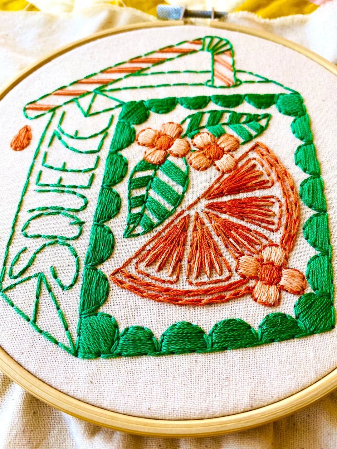 Hook Line & Tinker Embroidery Kits USA - Orange Juice Box Complete Embroidery Kit