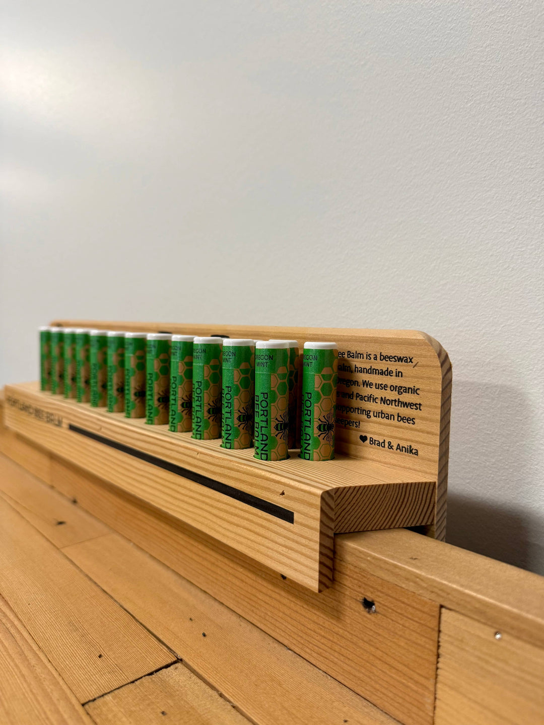 Portland Bee Balm - Wooden Checkout Lane Lip Balm Display - 24 Count: Unscented
