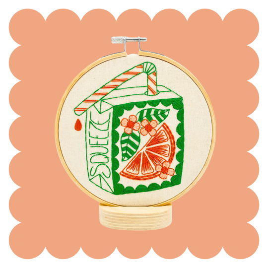 Hook Line & Tinker Embroidery Kits USA - Orange Juice Box Complete Embroidery Kit