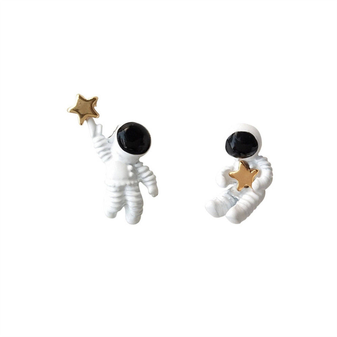 Perimade & Co. LLC - Astronaut Star Space Couple Stud Earring in Solid Copper: Silver Post