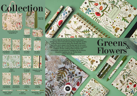 BV by Bruno Visconti - Horizontal Vegan Leather Weekly Planner - Greens and Flowers