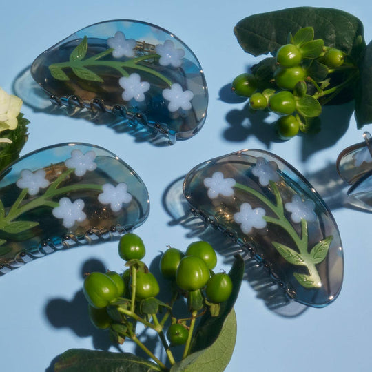 WINONA IRENE - Forget-Me-Not Light Blue Flower Acetate Hair Claw