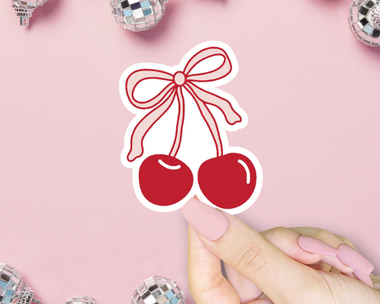 ShopSourSweetener - Coquette Cherries Sticker, Trendy Aesthetic, Just A Girl