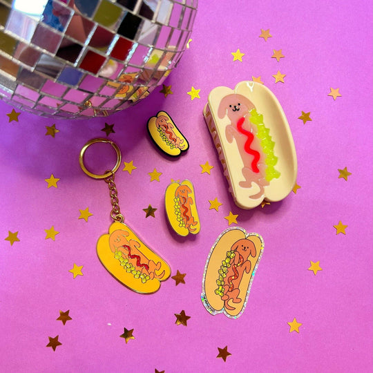 The Peach Fuzz - Hot Doggy Dog Glitter Sticker