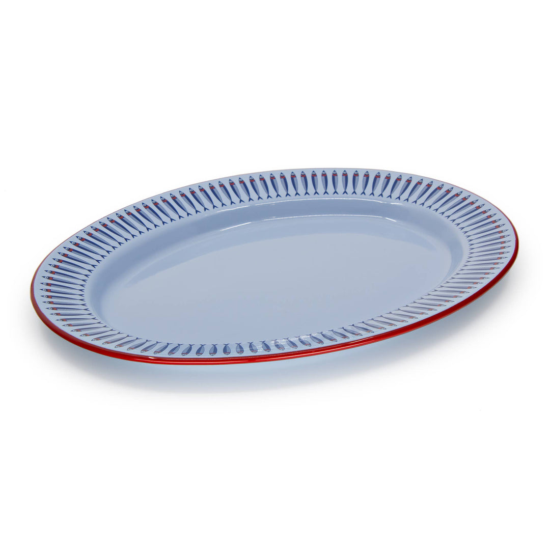 Crow Canyon Home - Mur by Ayca x CCH Anchovies Small 14 in Oval Tray, Red Rim