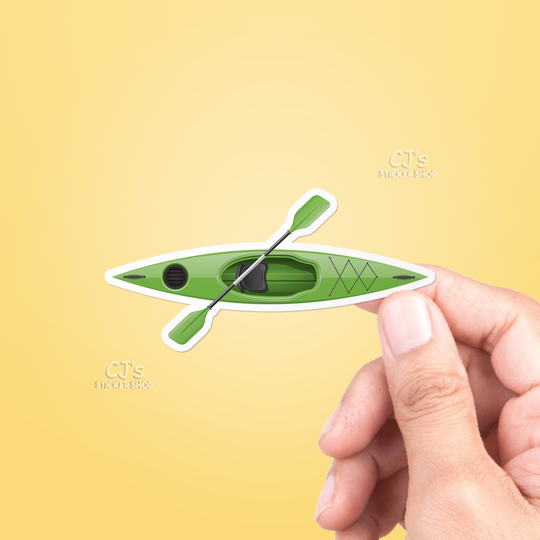 CJ's Sticker Shop - Green Kayak Sticker Vinyl Decal: 5"