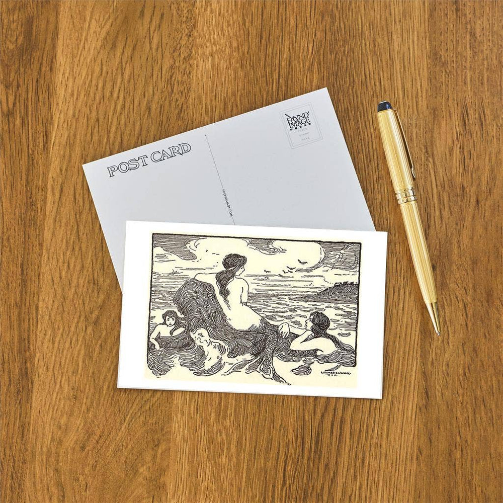 Found Image Press - Postcard TS-262 Woodcut of Mermaids