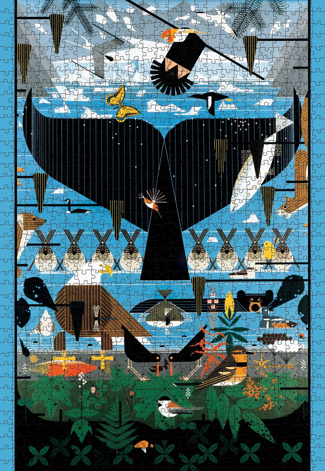 Pomegranate - Charley Harper: Glacier Bay, Alaska 1000-piece Jigsaw Puzzle