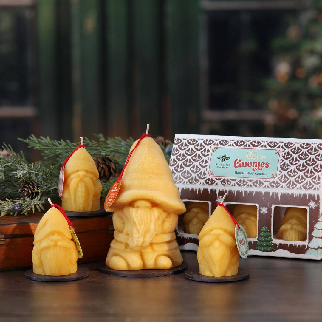 Big Dipper Wax Works - Holiday Gnome Candle – Large – 100% Pure Beeswax