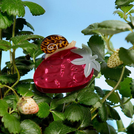 WINONA IRENE - Strawberry Claw - Red Fruit Claw with Tortoise Acetate Snail