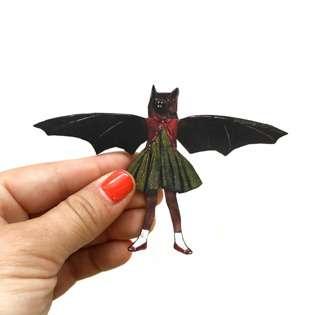 Pergamo Paper Goods - Bat Girl Laser Cut Wood Magnet