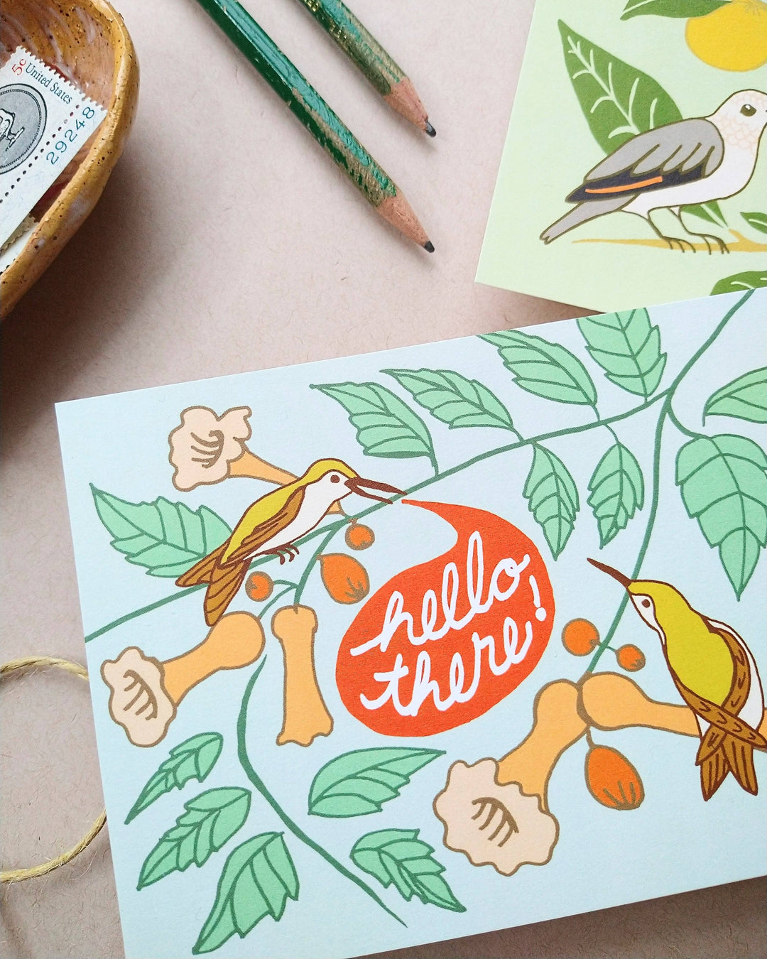 Peppercorn Paper - Hello There Bird Postcard