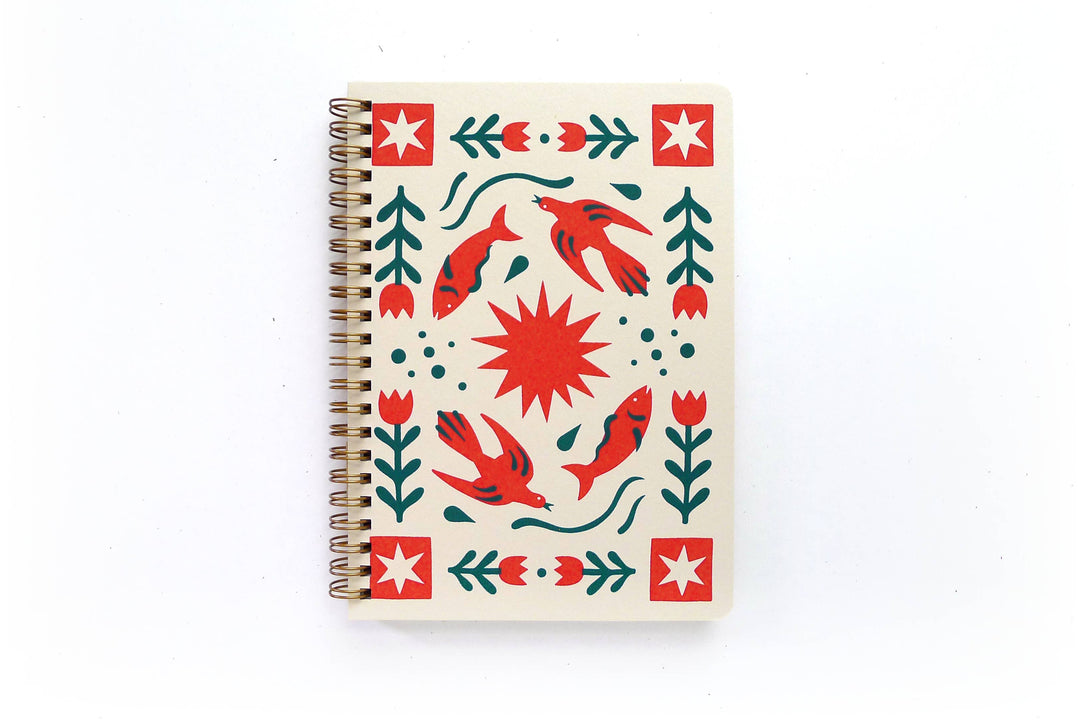 Middle Dune - Folk Flower Notebook, MD: Lined