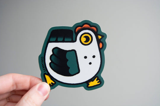 Curlworks - Chicken on the Move - 3" Vinyl Sticker