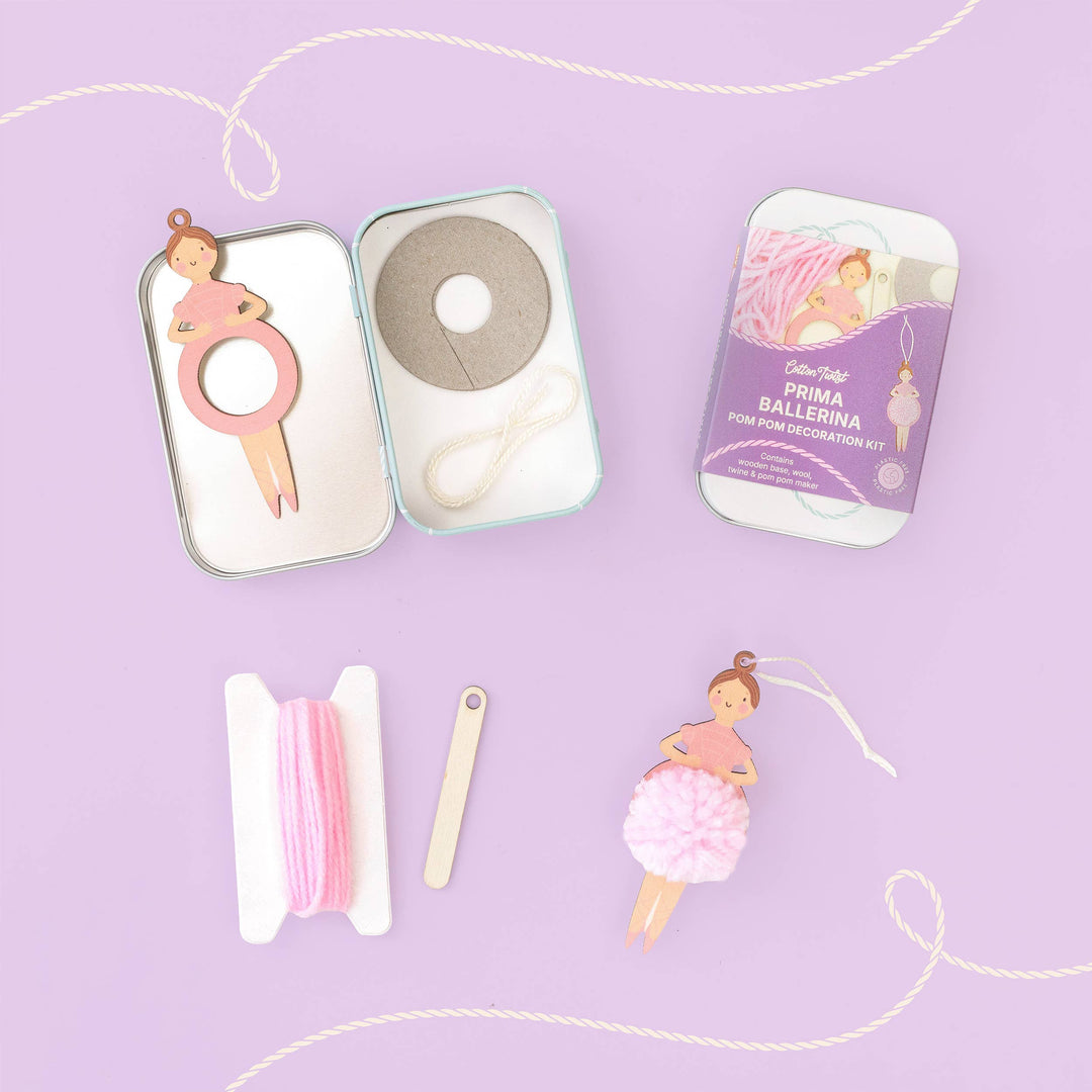 Cotton Twist (WE PREPAY ALL USA DUTIES) - Make Your Own Pom Pom Ballerina Decoration Kit