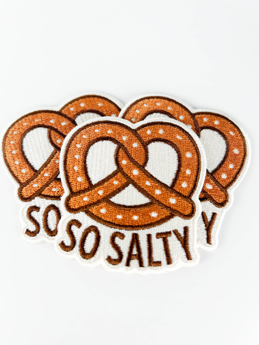 Field Trip Threads - So Salty Embroidered Patch Funny Pretzel Iron On Totes Snack