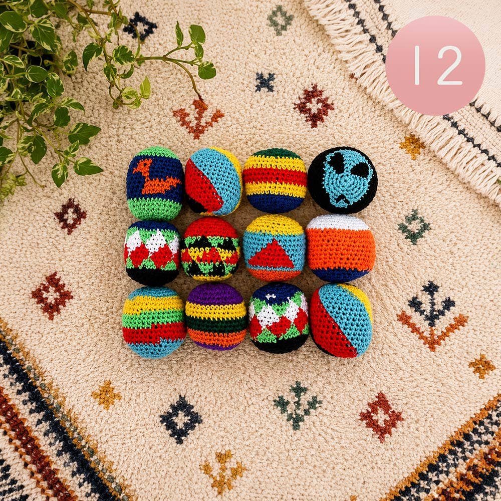 Sensibling Corp. - 12PCS - Crochet Hacky Sack Toy Balls