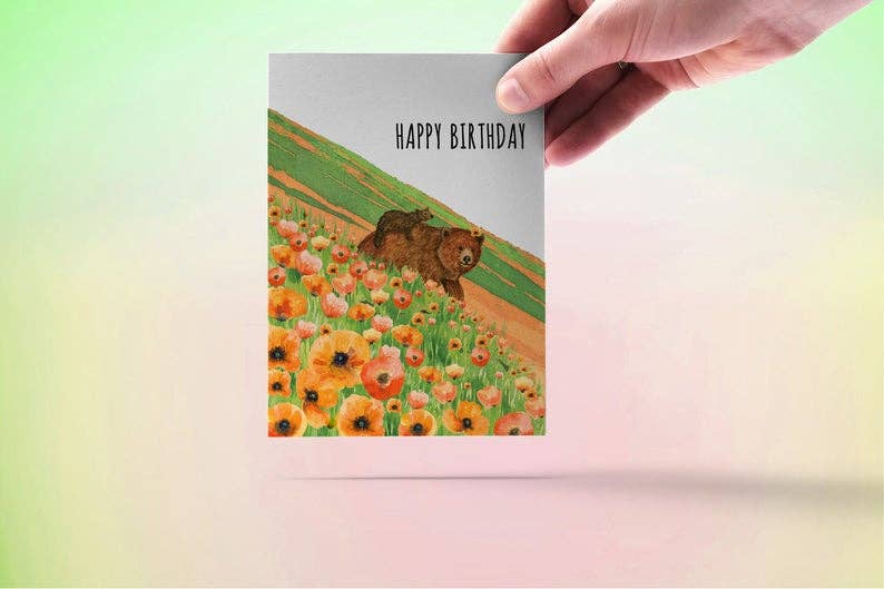 Liyana Studio - Poppies Field Bears - Funny Birthday Card