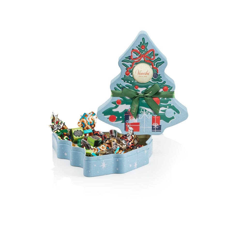 Venchi - Pine Tree Tin Christmas Chocolate Gift Box - Holiday Gifts