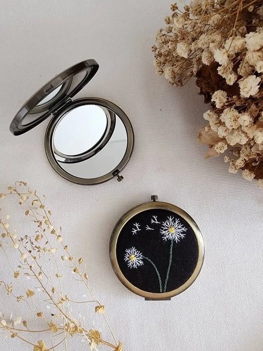 Quince Fables - Floral Embroidered Compact Mirror, Collection Sophia ✅: 7. Flower garden