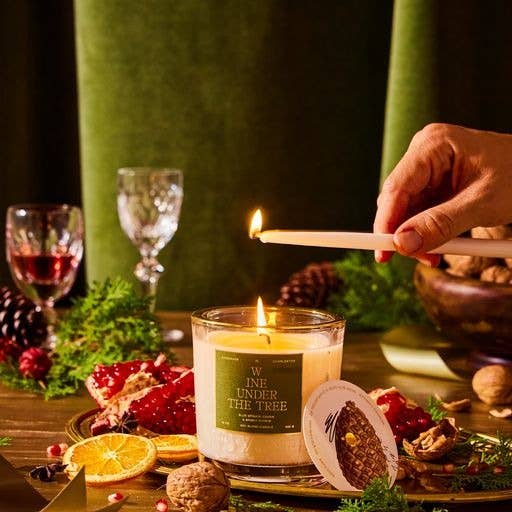 Rewined - Rewined Wine Under The Tree Holiday Candle 6 oz | Blue Spruce, Bright Citrus, Cedar