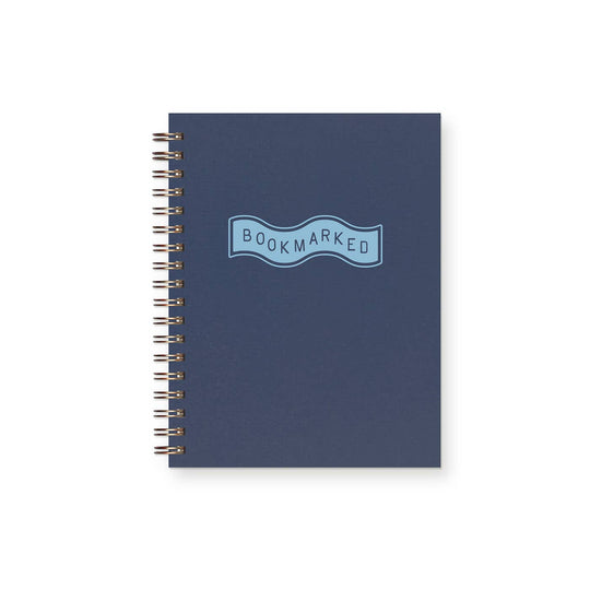 Ruff House Print Shop - Bookmarked Book Log Reading Journal: Deep Blue Cover | Sky Blue Ink