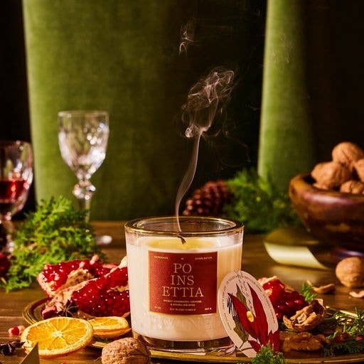 Rewined - Rewined Poinsettia Holiday Candle 6 oz | Bright Cranberry, Orange, Sparkling Wine