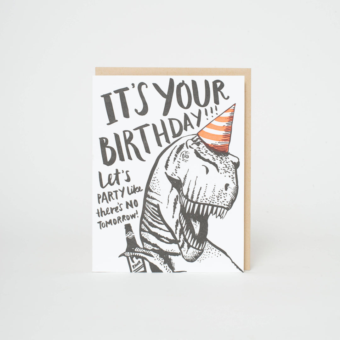 Egg Press Manufacturing - T-Rex Birthday Letterpress Greeting Card by Hello!Lucky: Paper tab