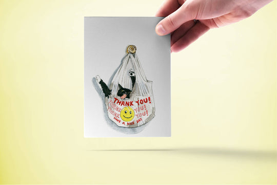 Liyana Studio - Thank You Bag Cat - Funny Thank You Card: Single