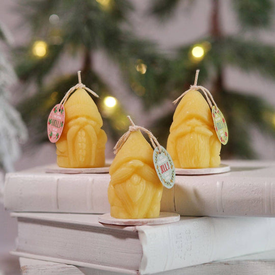 Big Dipper Wax Works - Holiday Gnome Candles – 100% Beeswax – 3-Pack Gift Set