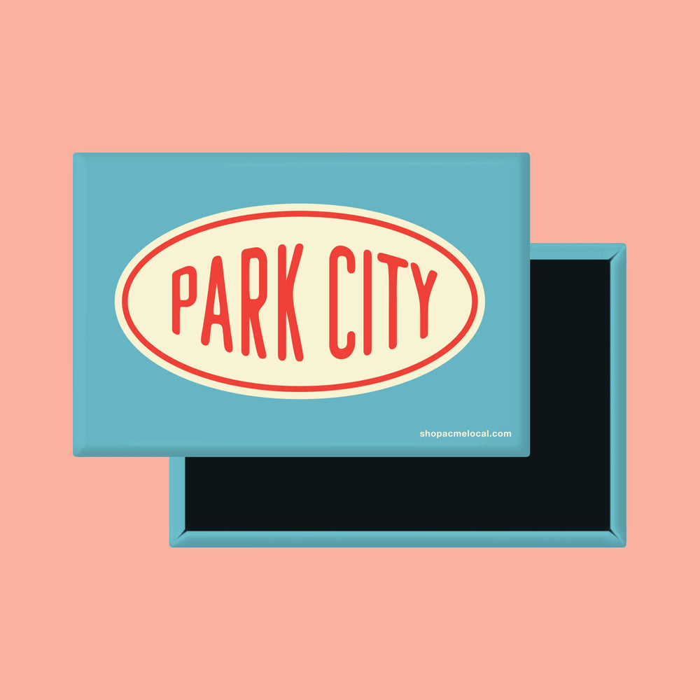 Acme Local - Vintage Oval Rectangle Magnet: Sky Blue with Cream Oval