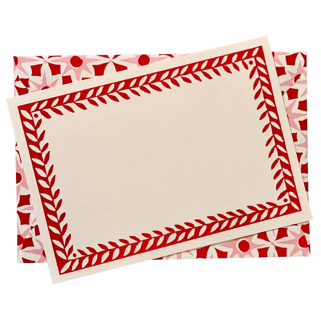 Cambridge Imprint - Packet of Ten Patterned Envelopes Alhambra red/pink