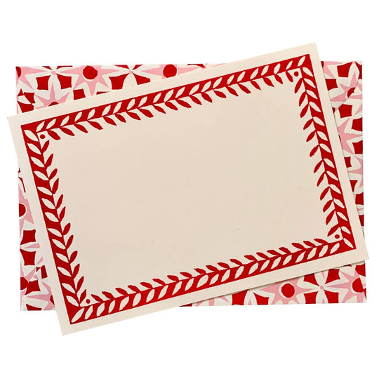 Cambridge Imprint - Packet of Ten Patterned Envelopes Alhambra red/pink