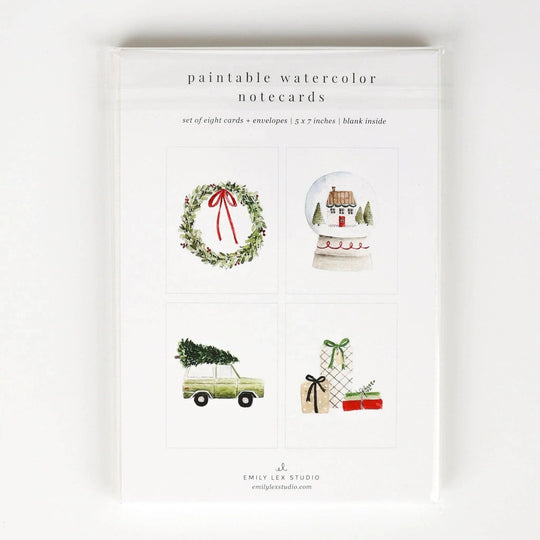 emily lex studio - Christmas cheer paintable watercolor notecard set