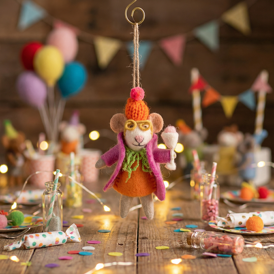 Felt So Good - Handmade Felt Margie the Merry Mouse Christmas Decoration
