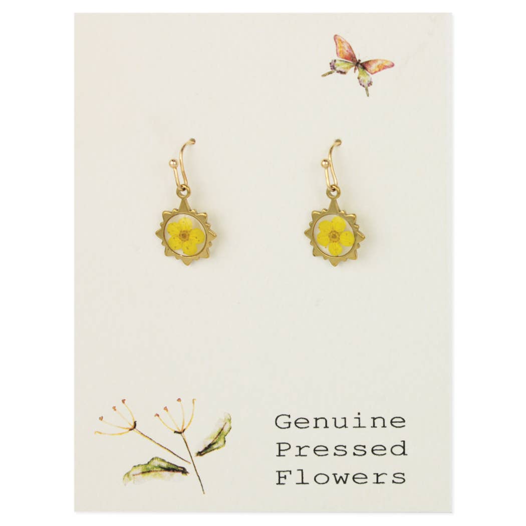 ZAD - Sunshine Yellow Gold Dried Flower Earrings