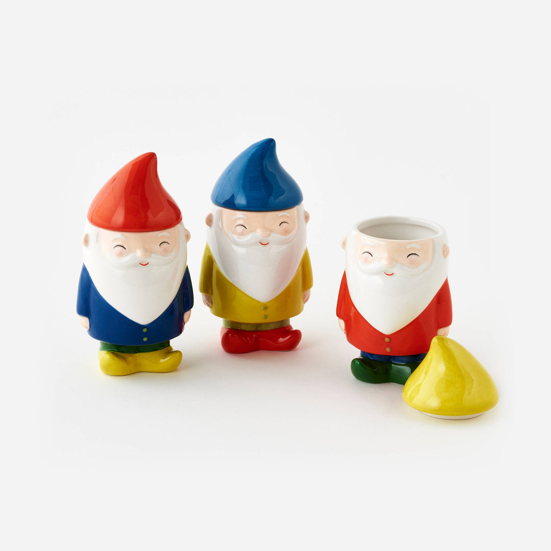 One Hundred 80 degrees - Gnome Ceramic Jar with Lid, 3 Assorted Designs