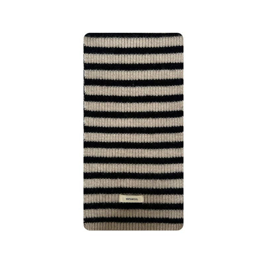 SALINA TRADING INC - Plain Striped Wool Scarf Soft Warm Winter Neck Wrap: Black / 160x20cm
