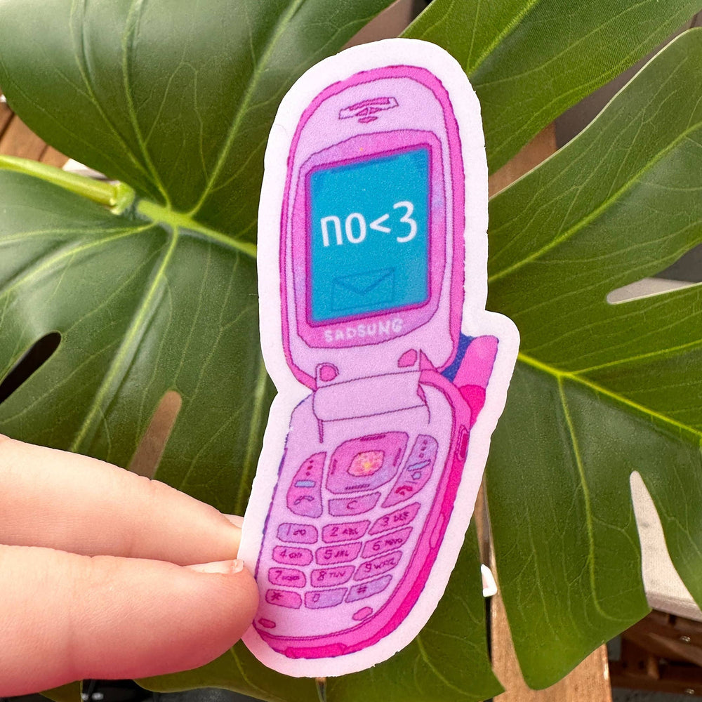 Shop Sour Sweetener - No <3 Flip Phone Sticker, Funny Meme, Y2K Vintage Aesthetic