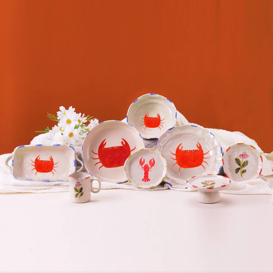 ChagoArt - Ceramic Bowl with Hand-painted Crab-Serving Bowl-8″