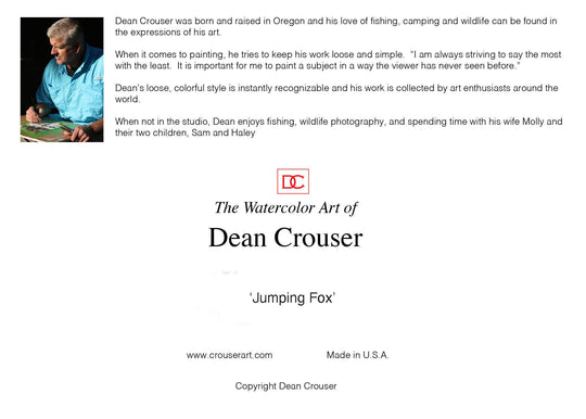 The Art of Dean Crouser Greeting Cards & Stickers - 5 x 7" Greeting Card  'JUMPING FOX': 5x7" Greeting Cards(6 Per Image)