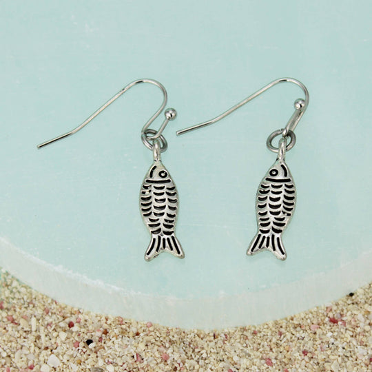 ZAD - Little Kipper Silver Fish Earrings