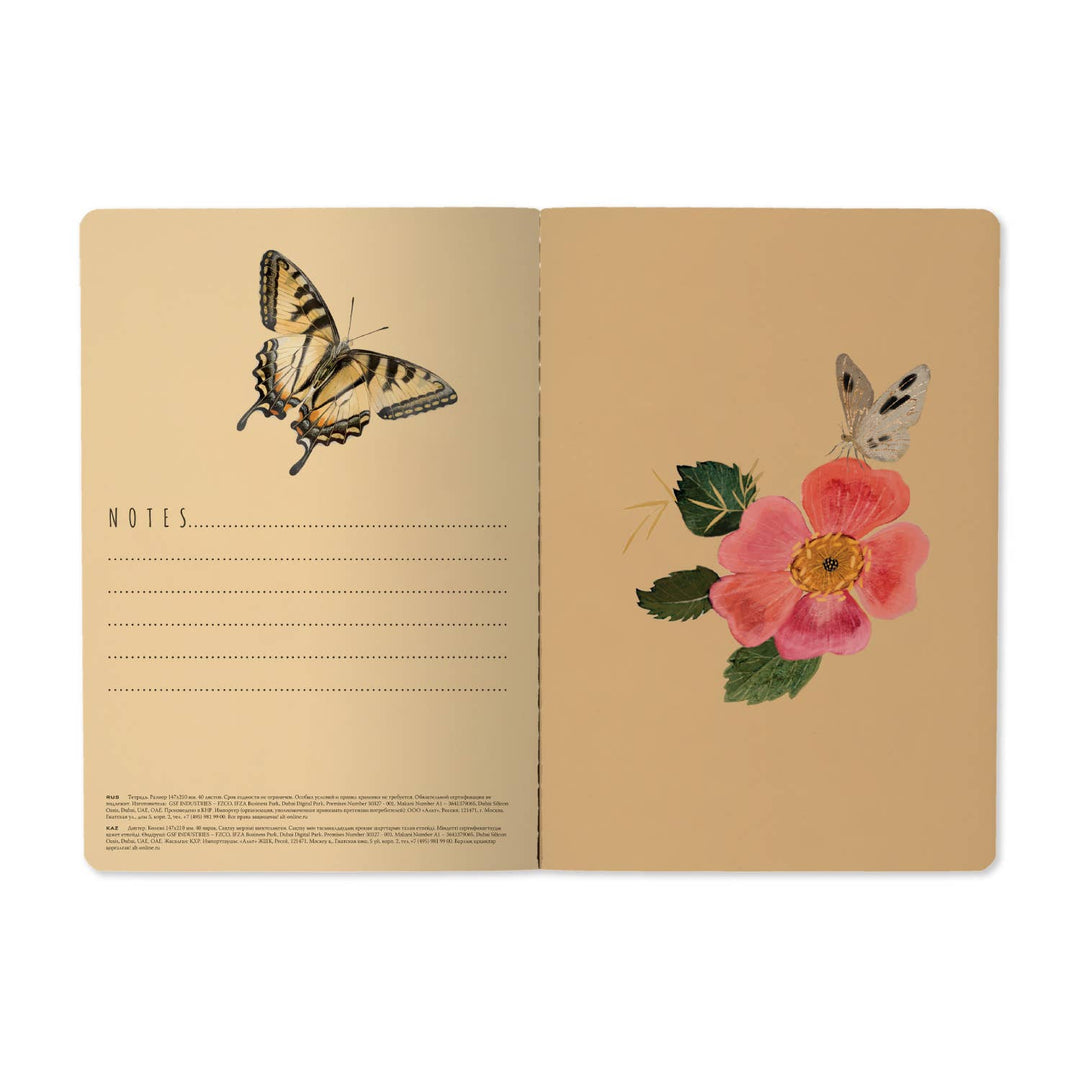BV by Bruno Visconti - A5 Notebook - Butterflies and Peonies 