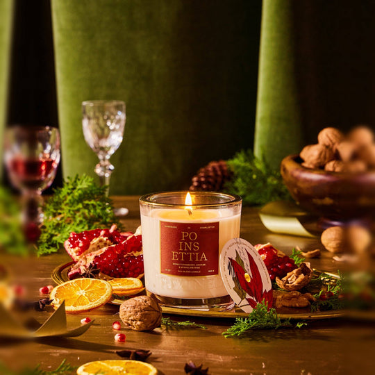 Rewined - Rewined Poinsettia Holiday Candle 6 oz | Bright Cranberry, Orange, Sparkling Wine