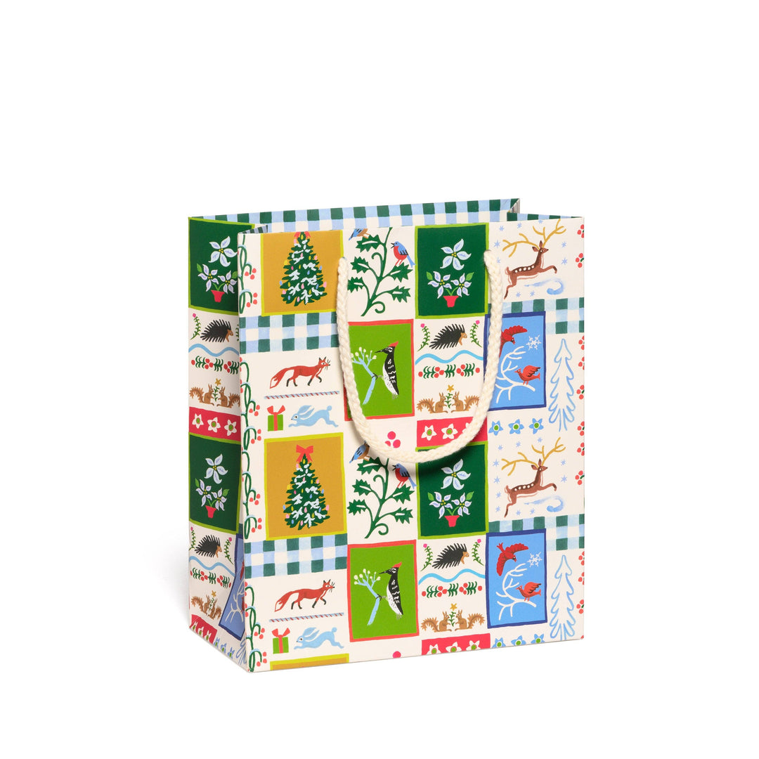 Red Cap Cards - Patchwork Christmas medium gift bag