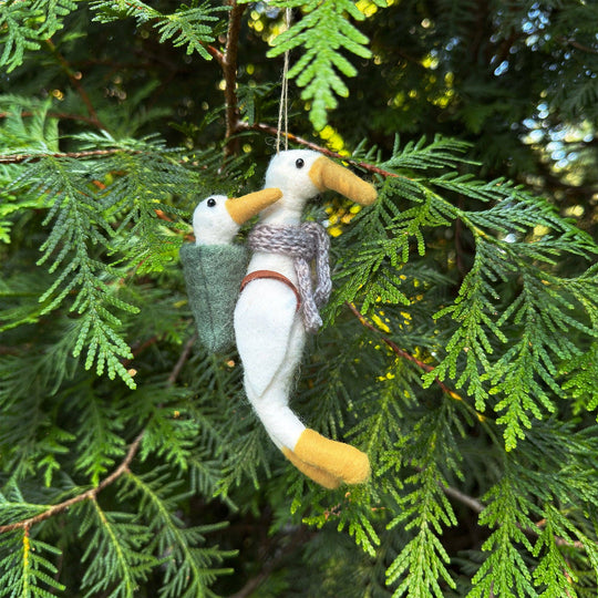 Sugarboo & Co - Felt Goose with Baby Ornament - Set of 4