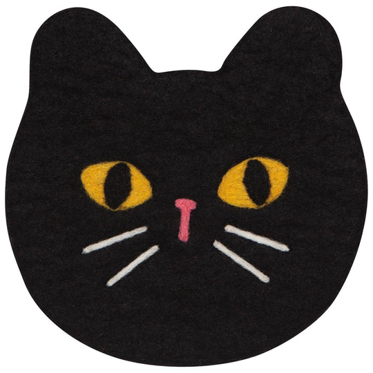 Danica Jubilee - Black Cat Felt Wool Trivet: Black