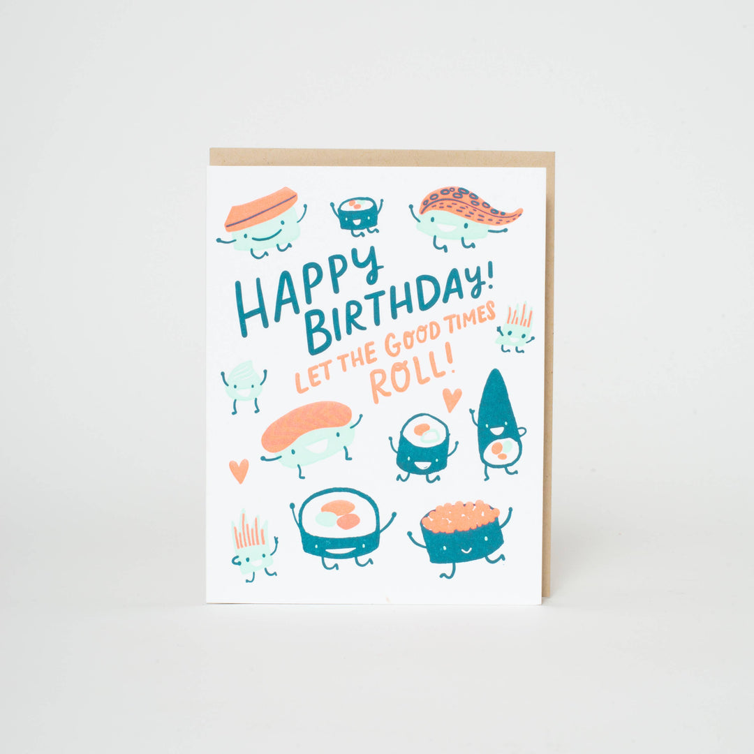 Egg Press Manufacturing - Birthday Sushi Punny Letterpress Greeting Card by Hello!Lucky: Paper tab