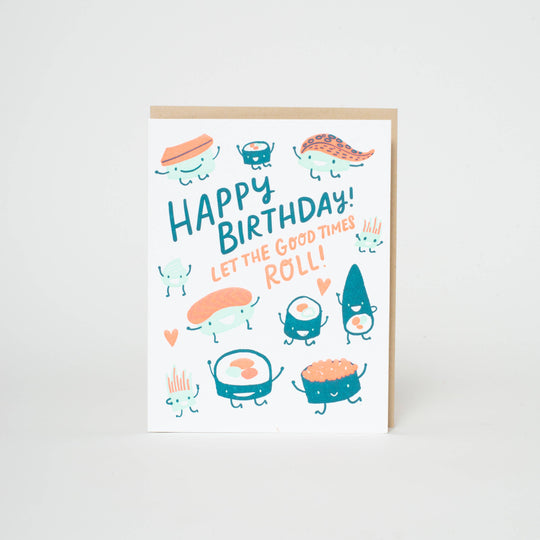 Egg Press Manufacturing - Birthday Sushi Punny Letterpress Greeting Card by Hello!Lucky: Paper tab